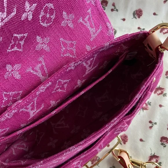 Louis Vuitton Fuchsia Denim Monogram Denim Mini Pleaty Bag - Picture 5 of 7